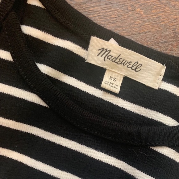 Madewell 100% cotton Black & White Striped Crop Tank Top, thick, high neck, bold - Picture 5 of 6